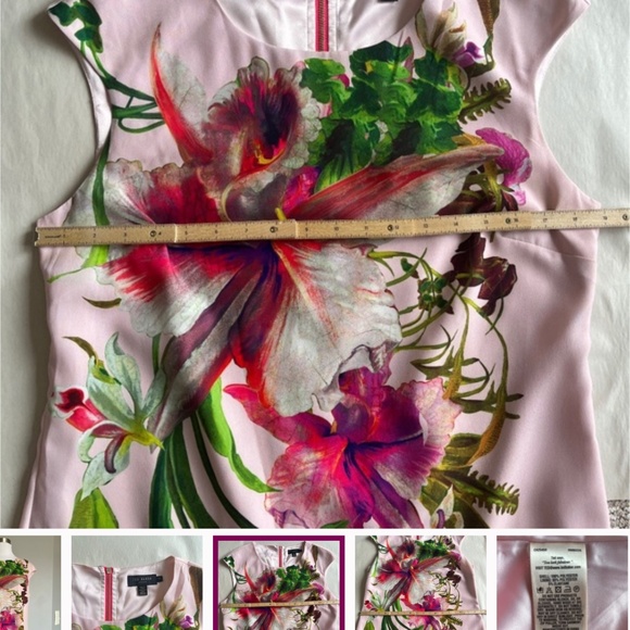Ted Baker Ramonda Symmetrical Orchid Print Floral Leaves Tunic Dress Barbie Pink - Picture 15 of 15